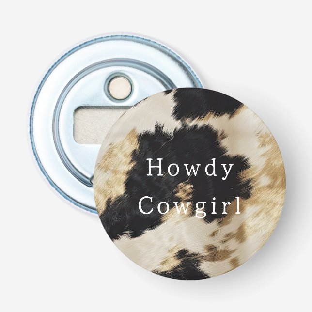 Black White Cowhide Bottle Opener (Front)