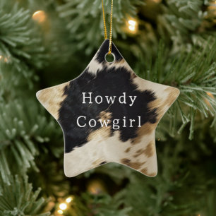 Black White Cowhide Ceramic Ornament