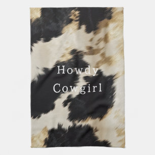 Black White Cowhide Tea Towel