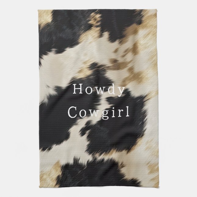 Black White Cowhide Tea Towel (Vertical)