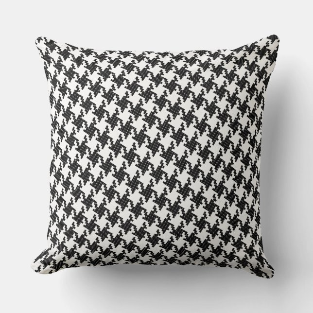 Black&white cross-stitch Houndstooth Pied-de-Poule Cushion (Front)