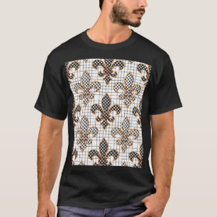 Black White Crosshatch Polka Dots Fleur-de-lis  T-Shirt