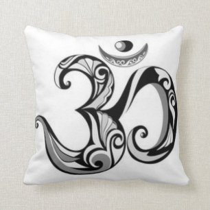 Black White Crown Chakra Pattern Print Cushion