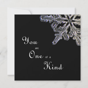 Black & White Crystal Snowflake One of a Kind Flat Thank You Card