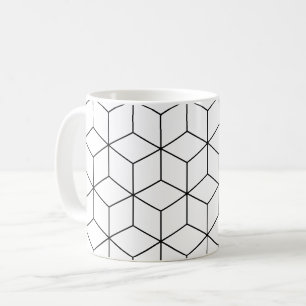 Black White Cube Retro Optical Illusion Pattern Coffee Mug