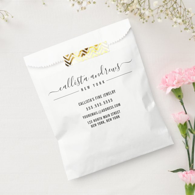 Black White Cursive Craft Business Packaging Favour Bag (Sealed)