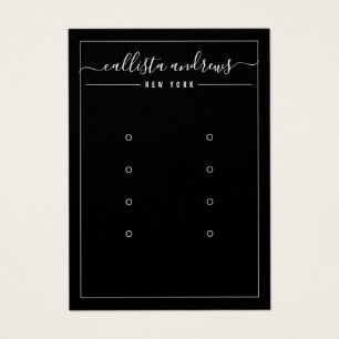 Black White Cursive Multiple Earring Display Card