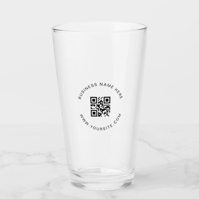 Black & White Custom Business Company QR Code Scan Glass (Front)