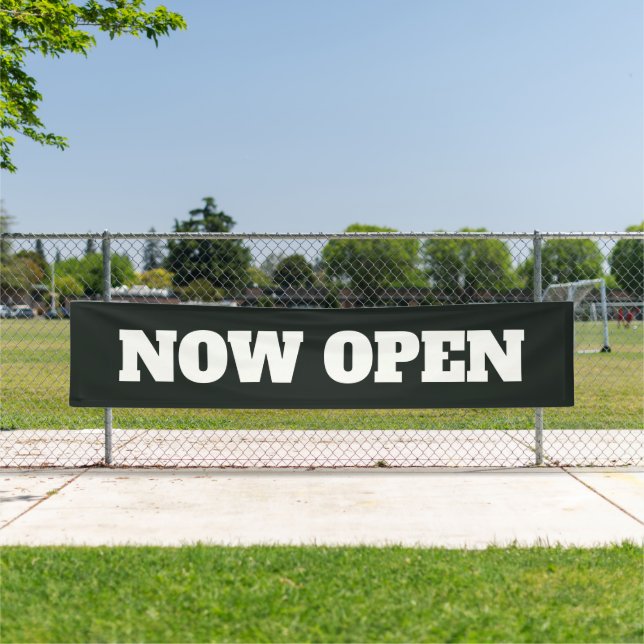 Black White Custom Colour Now Open New Business Banner (Insitu)