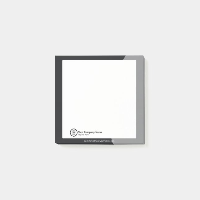 Black & White Custom Company Logo Professional Post-it Notes (Front)