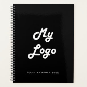 Black white custom logo business QR code 2025 Planner