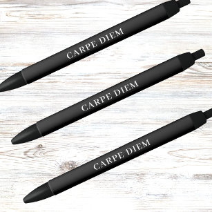 Black white custom motto slogan motivational black ink pen