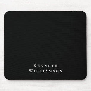 Black White Custom Name Minimalist Modern Men Mouse Pad