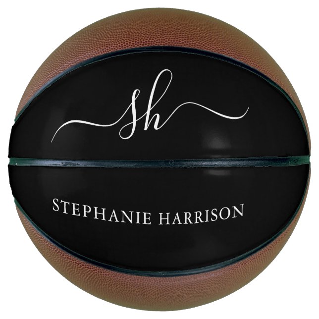 Black White Custom Name Monogram  Basketball (Front)