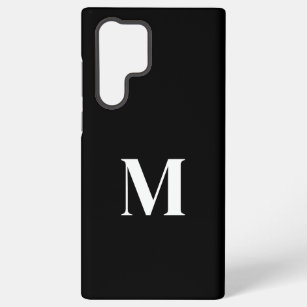 Black White Custom Name Monogram Stylish Elegant  Samsung Galaxy Case