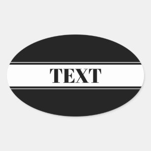 Black & White Custom Name Stripe Oval Sticker