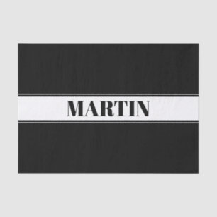 Black & White Custom Name Stripe Tissue Paper