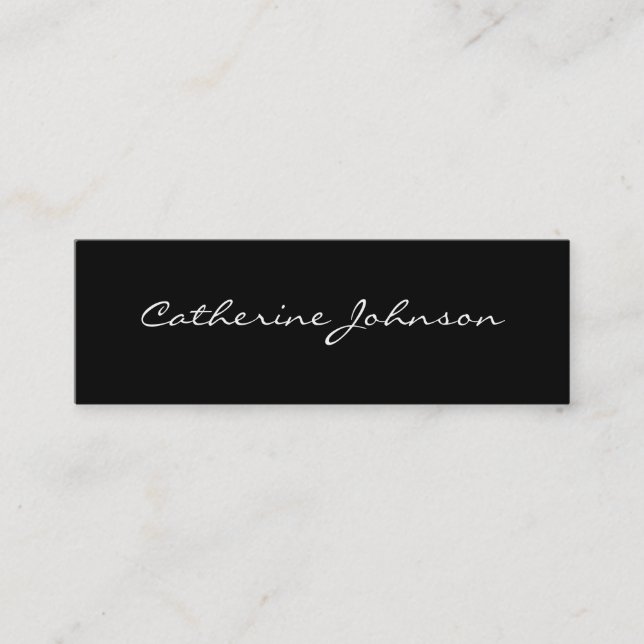 Black White Custom Personal Social or Professional Mini Business Card (Front)