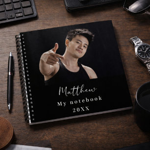 Black white custom photo notebook