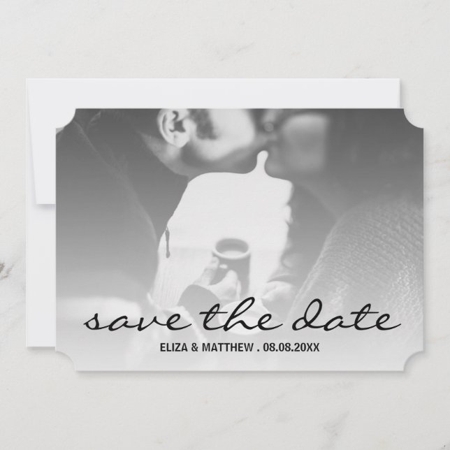 Black & White Custom Photo Save the Date (Front)