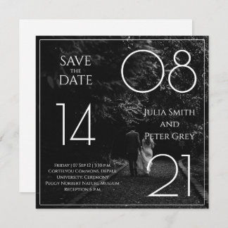 Black & White Custom Photo Save The Date Wedding Invitation