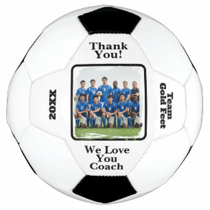 Black White Custom Soccer Football Coach Photo  Ball