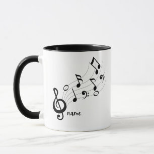 Black & White Custom Text Music Teacher/Student Mug