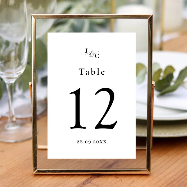 Black & White Custom Wedding Table Number Card (Creator Uploaded)
