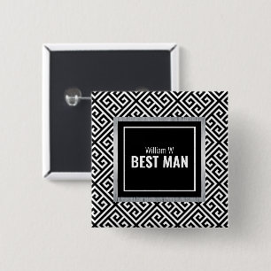 Black & white customisable best man name button