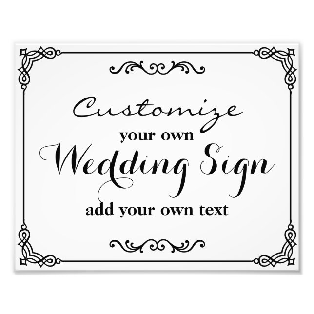 Black & White - Customise your own wedding sign - (Front)