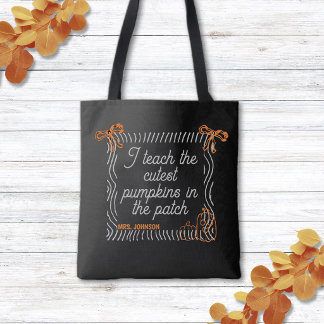 Black & White Cute Halloween Quote Teacher Tote Bag