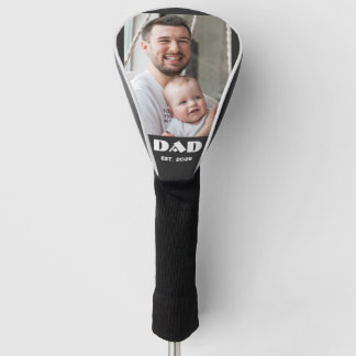 Black White Dad Established Bold Photo Golf Head Cover