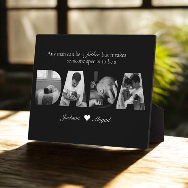 Black & White Dada 4 Photo Collage Father's Day Plaque (Creator Uploaded)