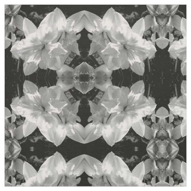 Black & White Daffodil Fabric (Swatch)