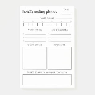Black White Daily Writing Planner Post-it Notes