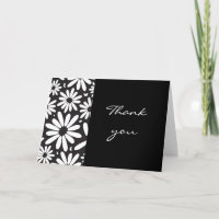 “Black & White Daisy” Blank Folded Thank You Card