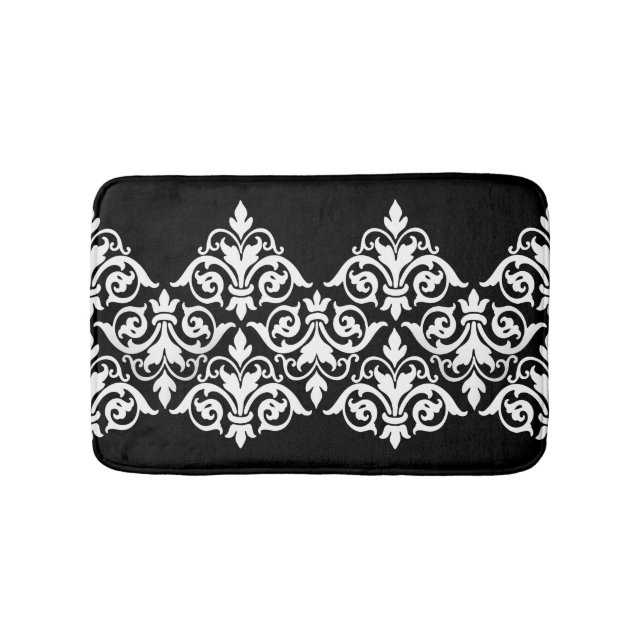 Black White Damask Bath Mat (Front)