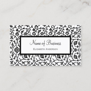 Black White Damask Business Card