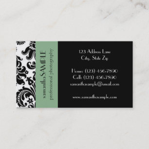 Black & White Damask Business Card
