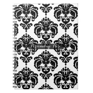 Black & White Damask Chic Modern Elegant Pattern Notebook