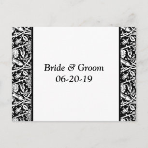 Black White Damask Customisable Save The Dates Announcement Postcard