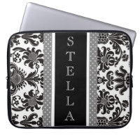 BLACK & WHITE DAMASK Electronics Bag