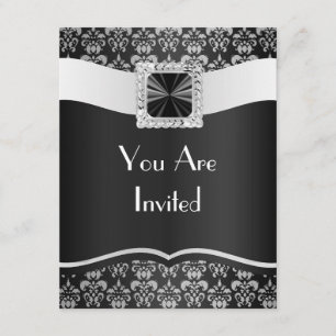 Black & white damask invitation