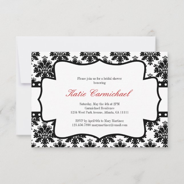 Black & White Damask Invitation (Front)