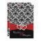 Black, White Damask, Joined Hearts Wedding Invite