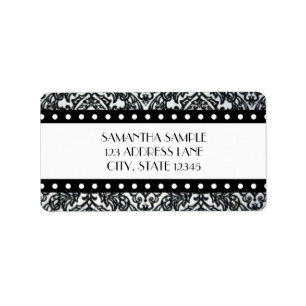 Black & White Damask Label