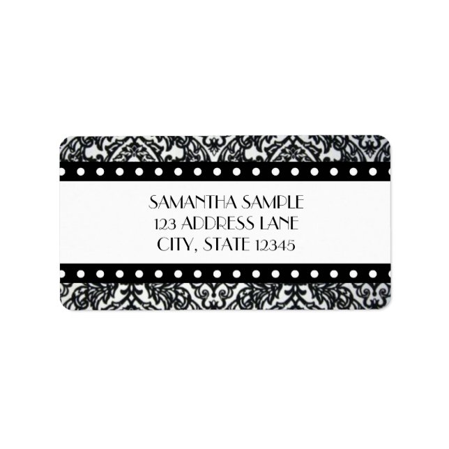 Black & White Damask Label (Front)