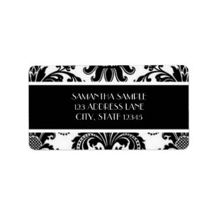 Black & White Damask Label