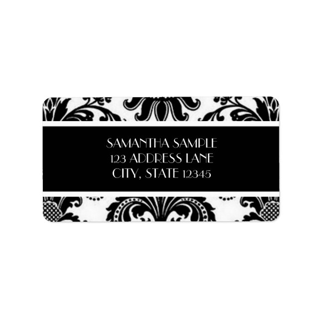 Black & White Damask Label (Front)