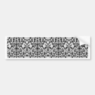 Black White Damask Lace Brocade Bumper Sticker